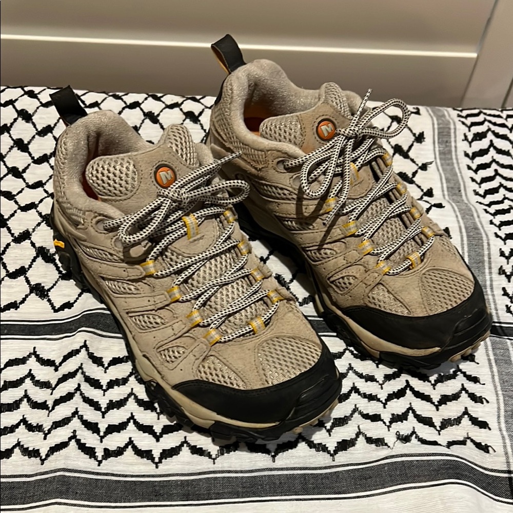 Merrell Tan and Black Athletic Shoes with Rugged Sole